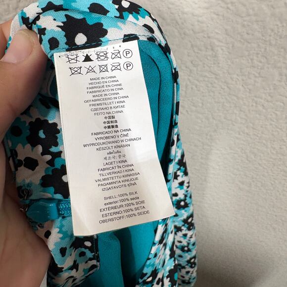 MICHAEL Michael Kors Womens 4 Silk A Line Skirt Blue Floral Flowy - Picture 5 of 7